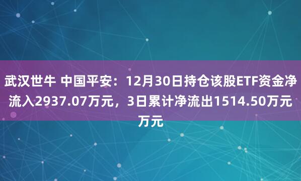 武汉世牛 中国平安：12月30日持仓该股ETF资金净流入2937.07万元，3日累计净流出1514.50万元
